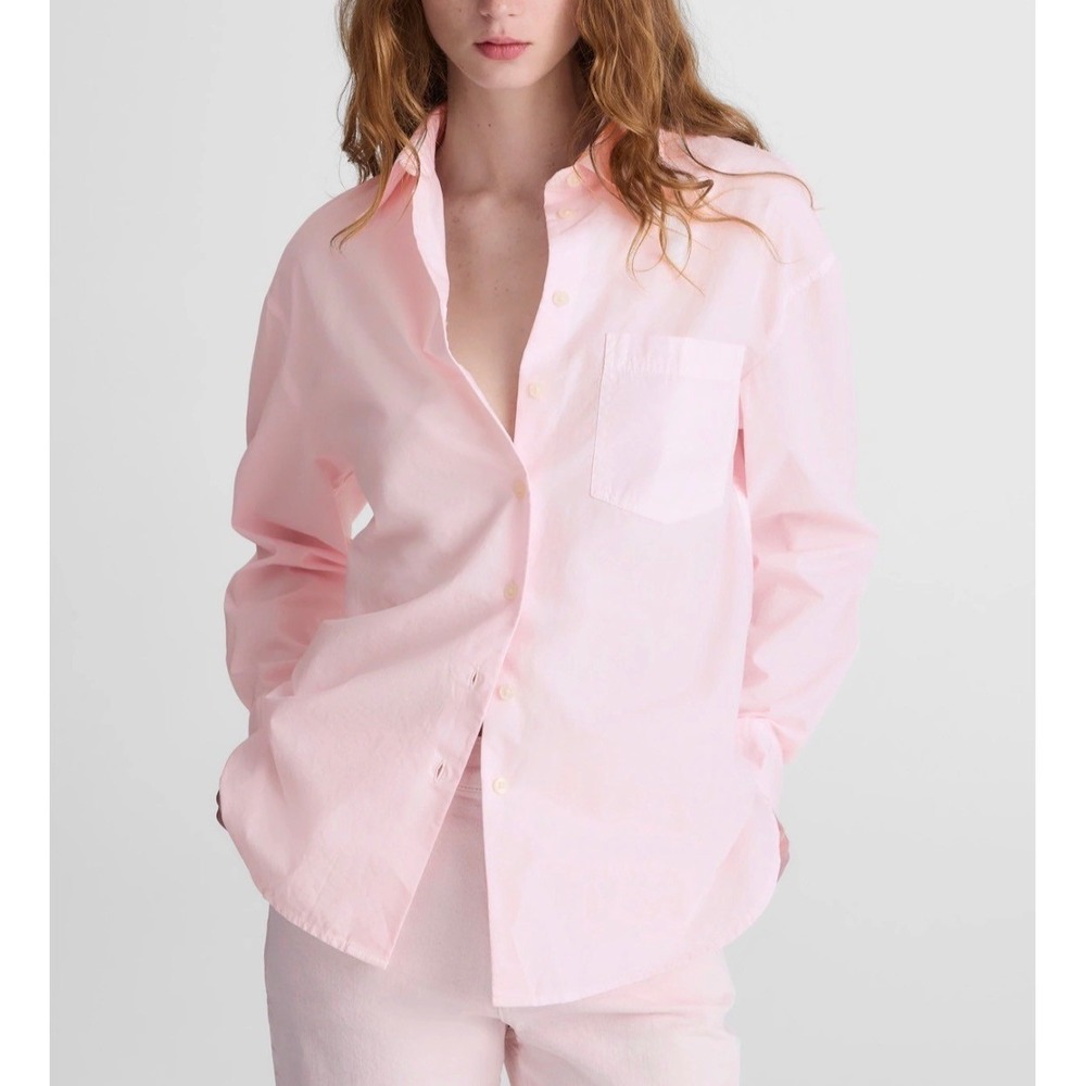 Madewell Womens Pink The Easy Poplin Cotton Button Down Classic Top XXS New